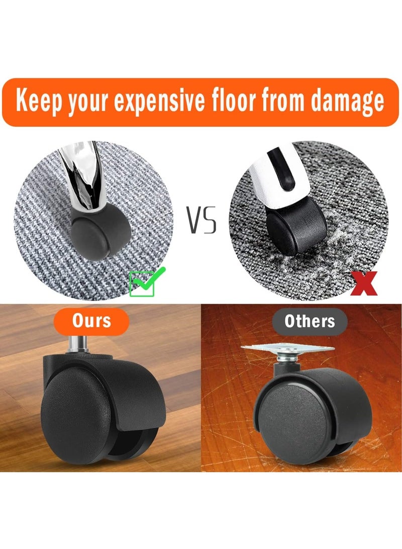 Office Chair Wheels - 2 Inch Chair Caster Wheel Set of 5, Heavy Duty Chair Wheel Replacement Supports 1000 lbs, No Noise, Suitable for Hardwood Floors and Carpets - Image 4