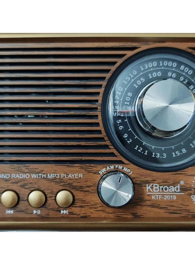 Rechargeable Antique Radio With Bluetooth Speaker And Side Torch - Image 2