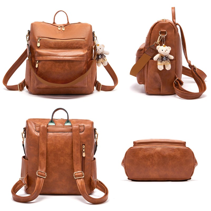 Soperwillton Women Backpack Purse Multipurpose Design Handbags Shoulder Bag PU Leather Travel bag Backpack Set 2pcs - Image 2