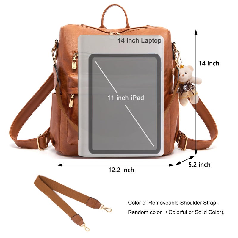 Soperwillton Women Backpack Purse Multipurpose Design Handbags Shoulder Bag PU Leather Travel bag Backpack Set 2pcs - Image 5