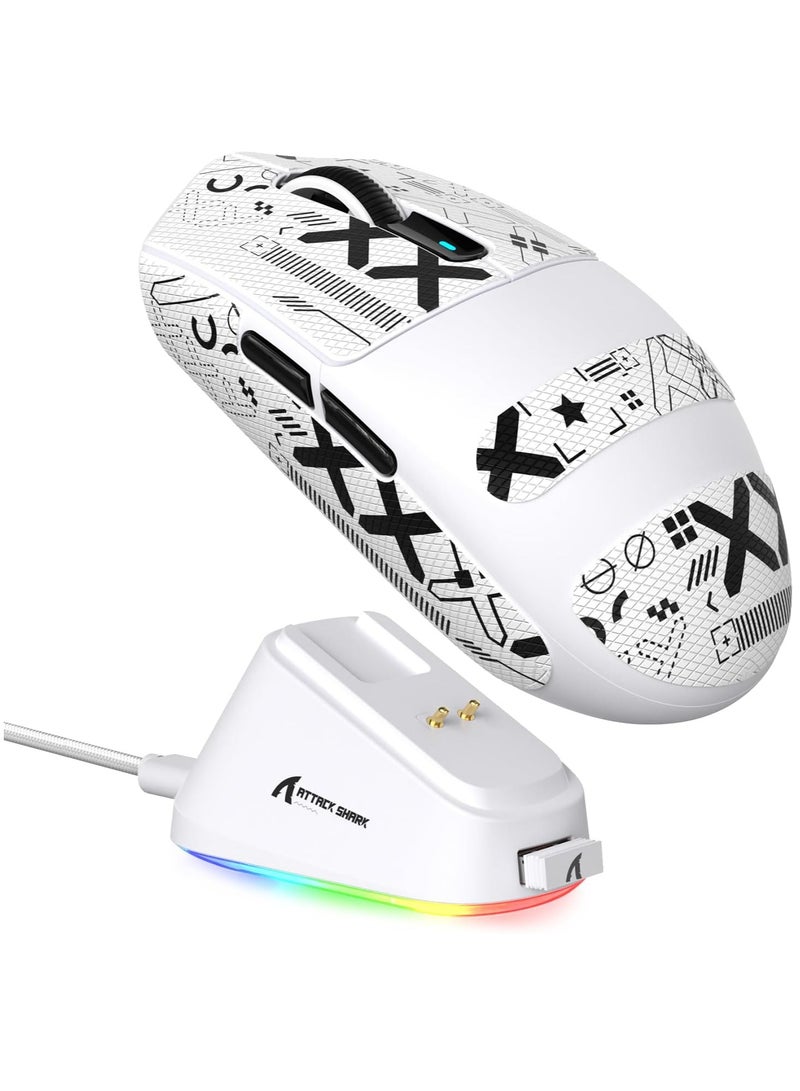 هجوم القرش ماوس ألعاب لاسلكي G3PRO مع قاعدة شحن RGB، اتصال سلكي 2.4 جيجا هرتز/USB-C/بلوتوث، مستشعر بصري PAW3311، معدل استجابة 1K قابل للتعديل، دقة 25K نقطة في البوصة، بطارية 500 مللي أمبير، وزن خفيف للغاية 59 جرامًا - Image 1