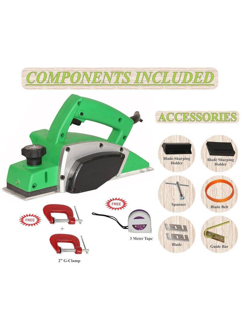 Digital Craft Digital Craft Wood Planer 1400W Machine of Carpentry HighPower MultiFunction Electric Planer Professional Woodworking Machine 82mm Electric Planer Machine2 G ClampTape 3Mtr  - Image 2