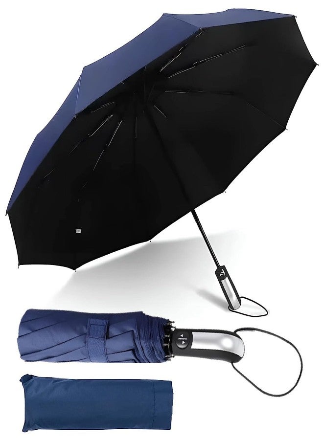 Ambiger Travel Umbrellas for Rain - Lightweight, Strong, Compact with & Easy Auto Open/Close Button for Single Hand Use - for Men & Women (Blue) - Image 1
