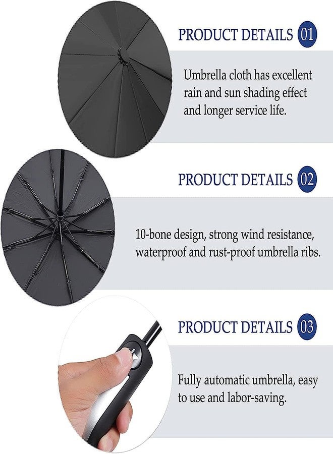Ambiger Travel Umbrellas for Rain - Lightweight, Strong, Compact with & Easy Auto Open/Close Button for Single Hand Use - for Men & Women (Blue) - Image 2