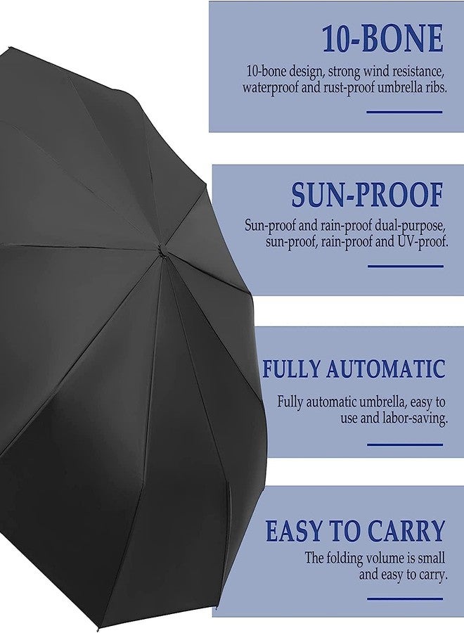 Ambiger Travel Umbrellas for Rain - Lightweight, Strong, Compact with & Easy Auto Open/Close Button for Single Hand Use - for Men & Women (Blue) - Image 4