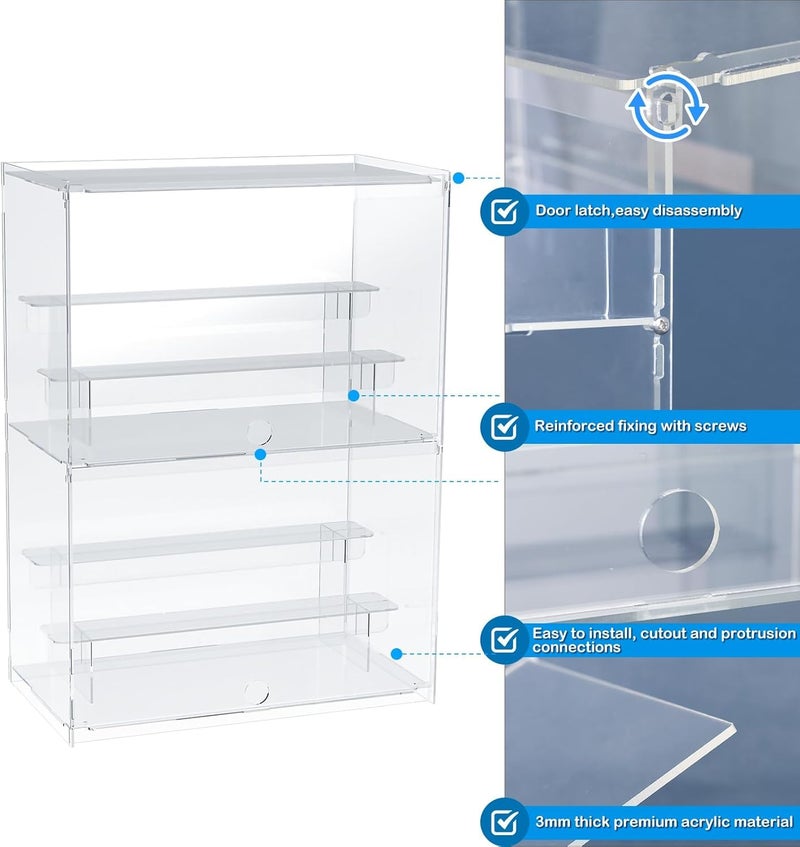 SM4U Acrylic Display Case, Multi-Tier Storage Cabinet with Shelves, Clear - Image 2