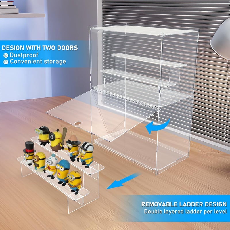 SM4U Acrylic Display Case, Multi-Tier Storage Cabinet with Shelves, Clear - Image 5