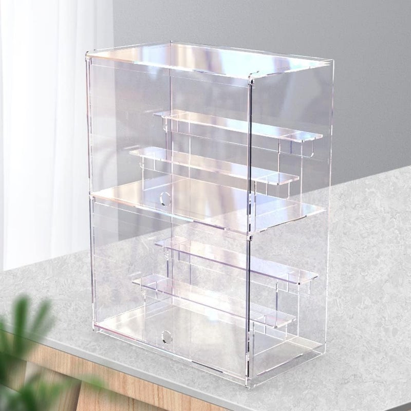 SM4U Acrylic Display Case, Multi-Tier Storage Cabinet with Shelves, Clear - Image 1