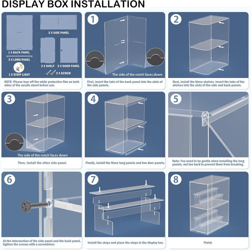 SM4U Acrylic Display Case, Multi-Tier Storage Cabinet with Shelves, Clear - Image 3