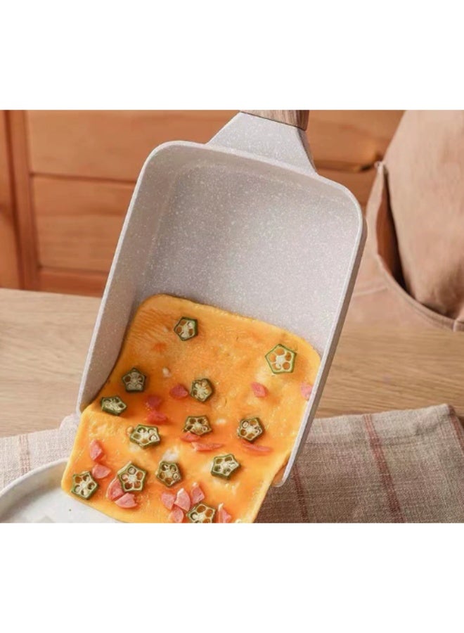 Arabest Japanese Omelette Pan Non-Stick Frying Pan Breakfast Pan Egg Roll Frying Pan for Baking Cooking Omelette Pan Cooker Indoor Outdoor Camping Travel Healthy Granite Happiness Breakfast - Image 3