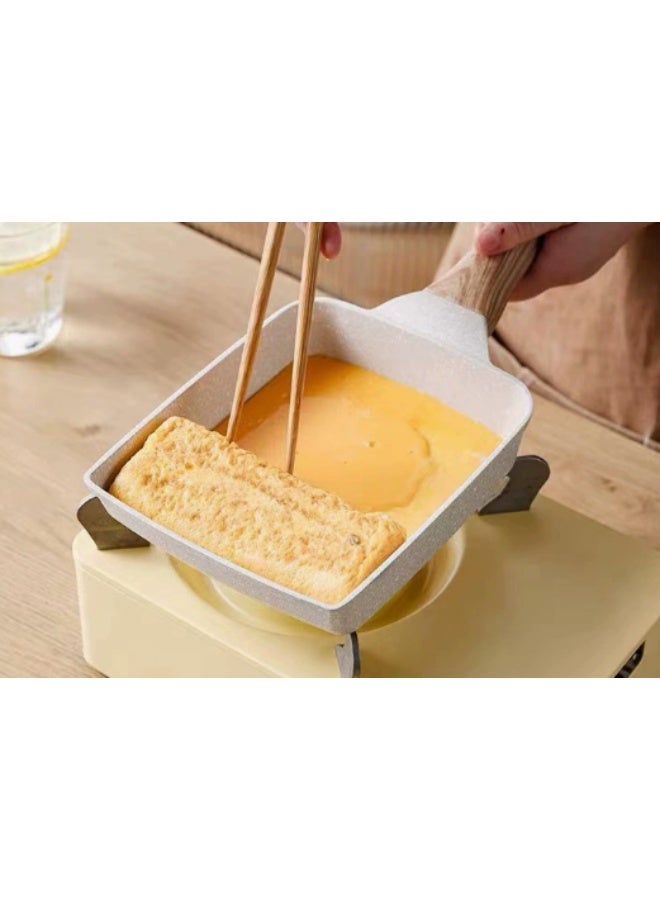 Arabest Japanese Omelette Pan Non-Stick Frying Pan Breakfast Pan Egg Roll Frying Pan for Baking Cooking Omelette Pan Cooker Indoor Outdoor Camping Travel Healthy Granite Happiness Breakfast - Image 4