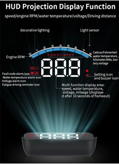 Sthxyfaith HUD Head-up Display,3.5 Inch Digital GPS Speedometer Universal Car HUD Speedometer Display Speed with Speed MPH/Compass Direction/Fatigue Driving Reminder/Overspeed Alarm for All Vehicle  - Image 4