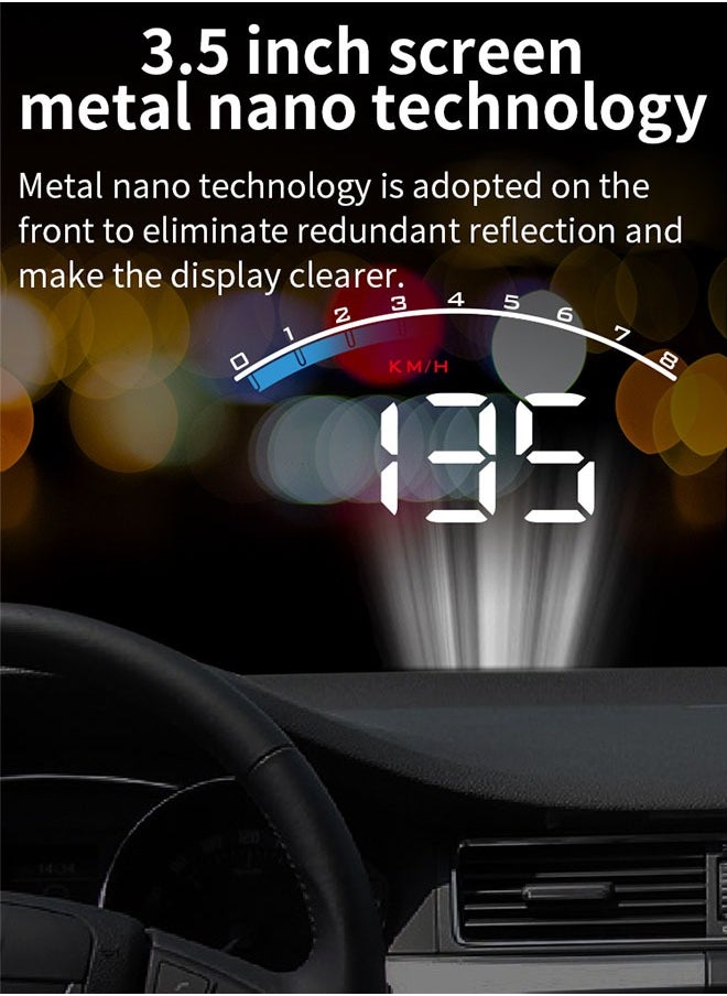 Sthxyfaith - HUD Head-up Display,3.5 Inch Digital GPS Speedometer Universal Car HUD Speedometer Display Speed with Speed MPH/Compass Direction/Fatigue Driving Reminder/Overspeed Alarm for All Vehicle - Image 1