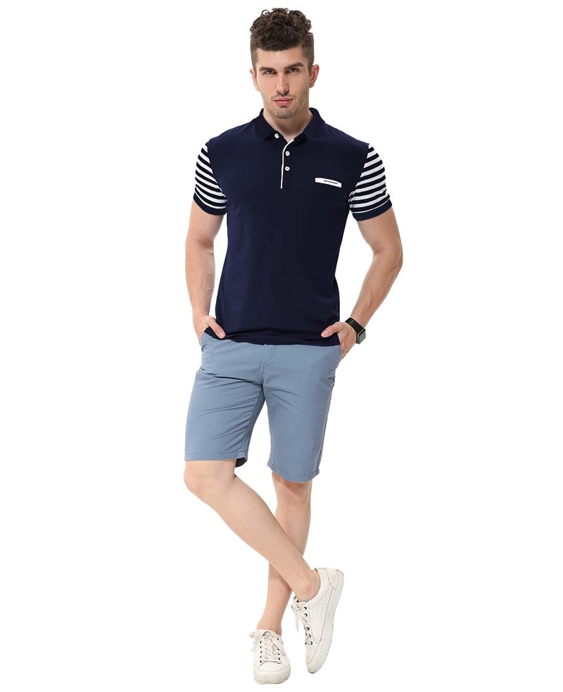 fanideaz Regular Fit Half Sleeve Striped Classic Polos T Shirts for Men || Polo T-Shirt || Collar Tshirt for Men || Tshirt for Mens Polo_Dark Blue_5006_M - Image 3