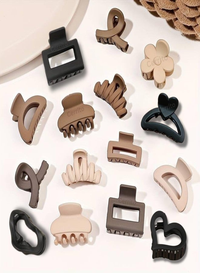 Cerrito Small Hair Claw Clips for Women & Girls - Matte Nonslip Clamps with Strong Hold for Thick & Thin Hair, Neutral Mini Hair Accessories for Everyday Styling (6 Pcs, Multicolor) - Image 1
