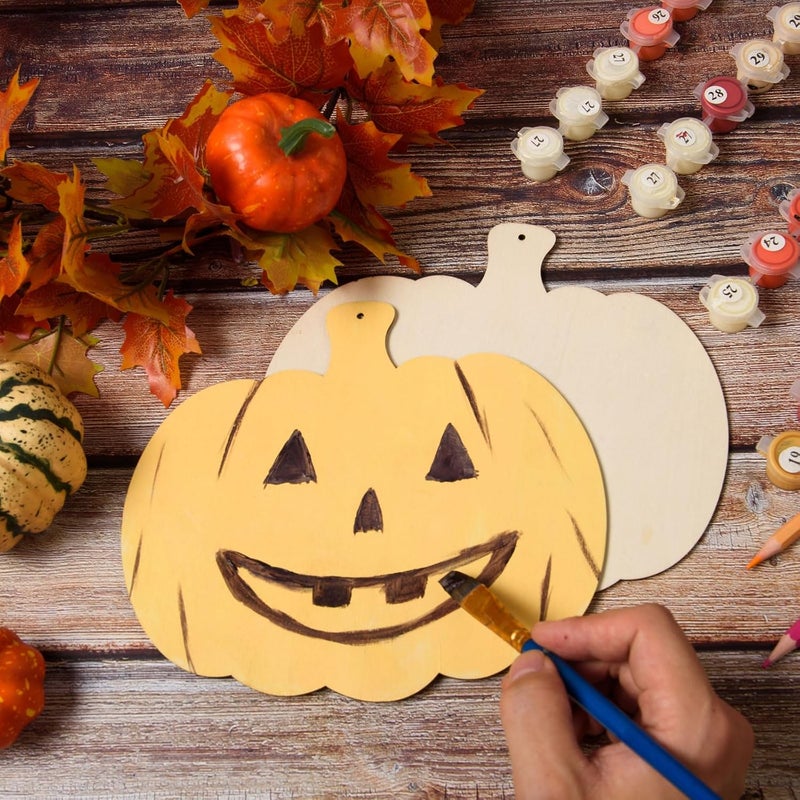 AWIZOM 12 Pcs Wooden Pumpkin Cutouts Unfinished Wood Fall Ornaments Blank Thanksgiving Signs for DIY Crafts Project Halloween Autumn Harvest Home Hanging Decorations 787x709 - Image 4