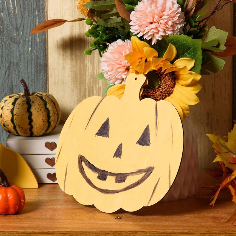 AWIZOM 12 Pcs Wooden Pumpkin Cutouts Unfinished Wood Fall Ornaments Blank Thanksgiving Signs for DIY Crafts Project Halloween Autumn Harvest Home Hanging Decorations 787x709 - Image 5