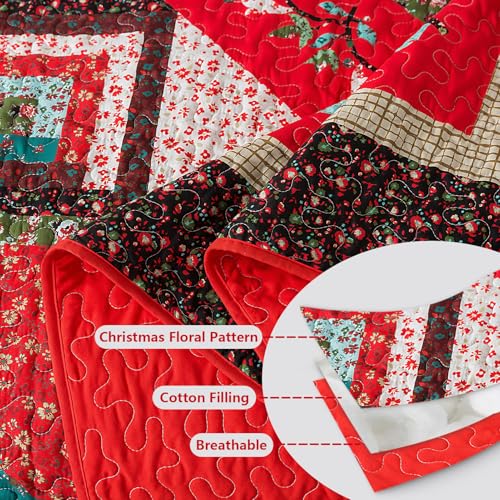 BEDIFANY Christmas King Size Quilt Set - Cotton Bedspreads King for Bed - Lightweight Farmhouse King Quilt Bedding Sets for All Seasons, 3 Pieces - Image 4