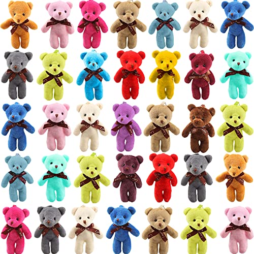 Haconba 51 Packs Mini Teddy Bear Toy Plush Stuffed Tiny Bear Doll for DIY Keychain Birthday Wedding Party Favor Valentines Gifts 17 Colors - Image 1