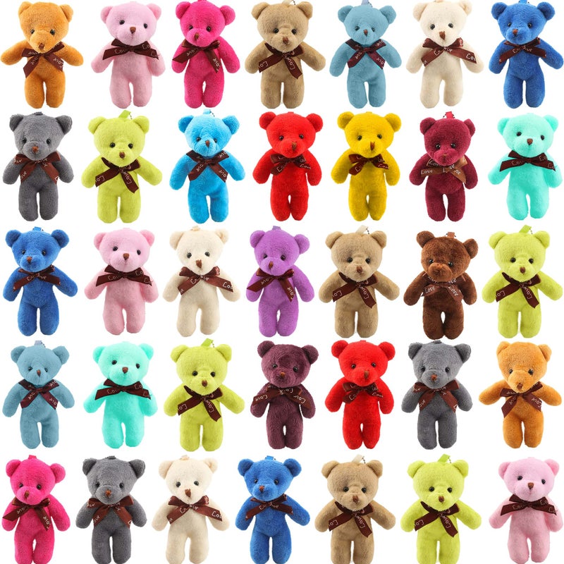 Haconba 51 Packs Mini Teddy Bear Toy Plush Stuffed Tiny Bear Doll for DIY Keychain Birthday Wedding Party Favor Valentines Gifts 17 Colors - Image 3