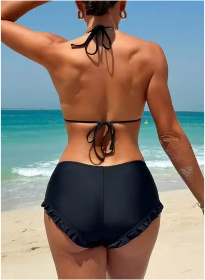 هنادى بكيني قطعتين باللون الأسود – خامة زبدة كوري ليكرا عالية الجودة، التصميم الأنيق والمريح – HN 6041 - Image 2