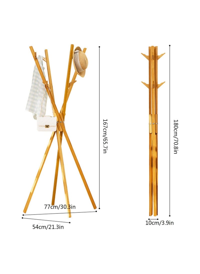 Generic Coat Rack, Foldable Clothings Wardrobe Organizer Garment Rack with 8 Hooks Space Saving and Easy to Assemble for Living Room Bedroom Hallway  - Image 4