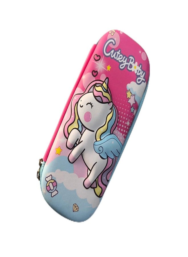 DK trades Pink Unicorn Pencil Pouch | School Pencil Case for Kids | Pen-Pencil Box for Kids | Geometry Box | Compass Box | School Stationery Supplies Box - Image 1