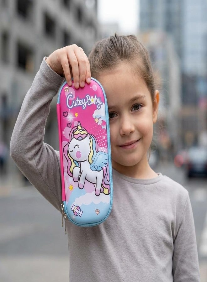 DK trades Pink Unicorn Pencil Pouch | School Pencil Case for Kids | Pen-Pencil Box for Kids | Geometry Box | Compass Box | School Stationery Supplies Box - Image 4