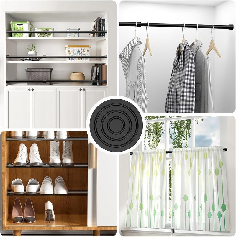 MEXAU 1Pack Spring Tension Curtain Rod 26-39 inch Black Adjustable Spring Rod Extendable Tension Rod For Kitchen, Bathroom, Window, Bookshelf, Closet - Image 3