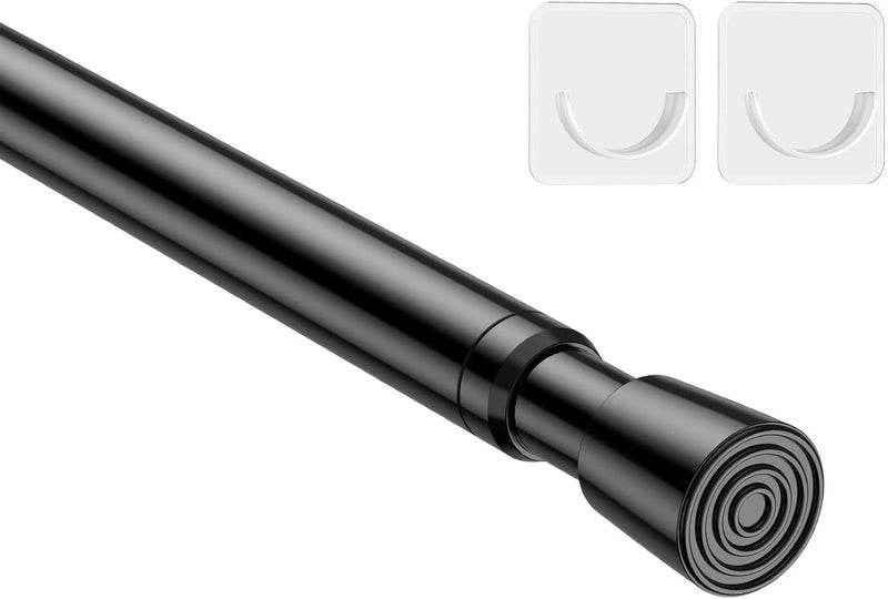 MEXAU 1Pack Spring Tension Curtain Rod 26-39 inch Black Adjustable Spring Rod Extendable Tension Rod For Kitchen, Bathroom, Window, Bookshelf, Closet - Image 1