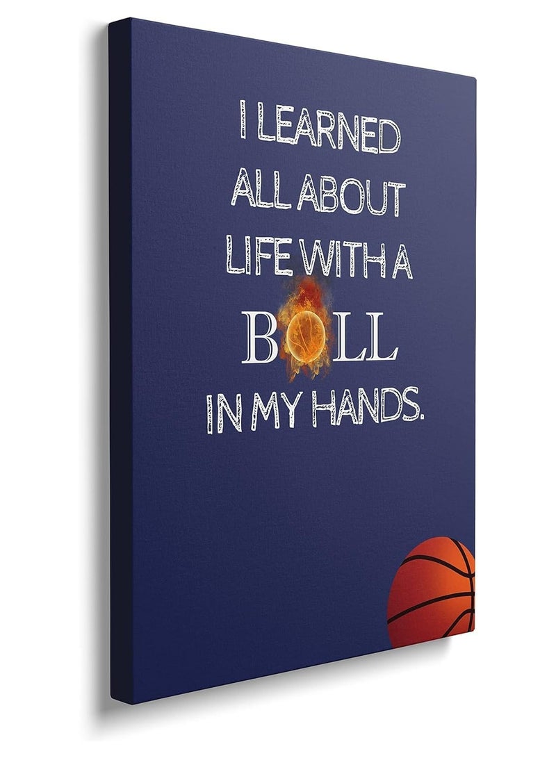 Today Idea Today Idea Motivational Basketball Canvas Framed Art | Funky Blue Gym Décor for Teen Boys | Ready-to-Hang Wall Prints for Home & Office (12x16 Inch)  - Image 1