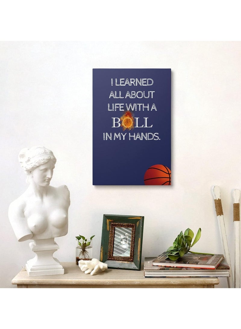 Today Idea Today Idea Motivational Basketball Canvas Framed Art | Funky Blue Gym Décor for Teen Boys | Ready-to-Hang Wall Prints for Home & Office (12x16 Inch)  - Image 2