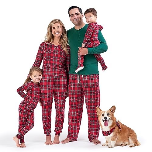 Gerber Holiday Family Matching Pajamas Mens 2Piece Red Stewart Plaid Medium - Image 1