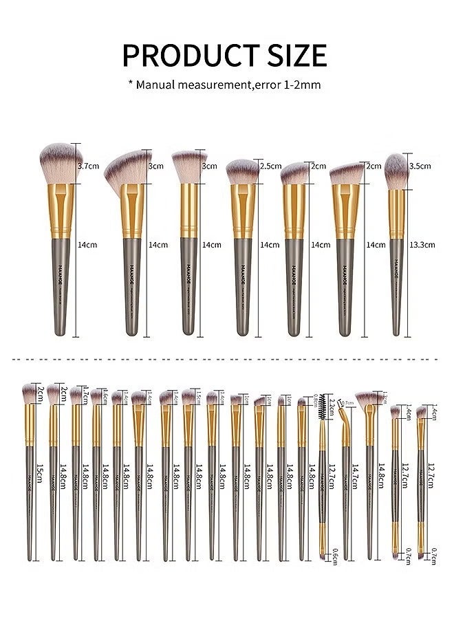 مانجي 25 قطعة مجموعة فرش ماكياج، فرش ماكياج الوجه والعين مع علبة هدية، أدوات ماكياج احترافية من جميع النواحي - Image 2