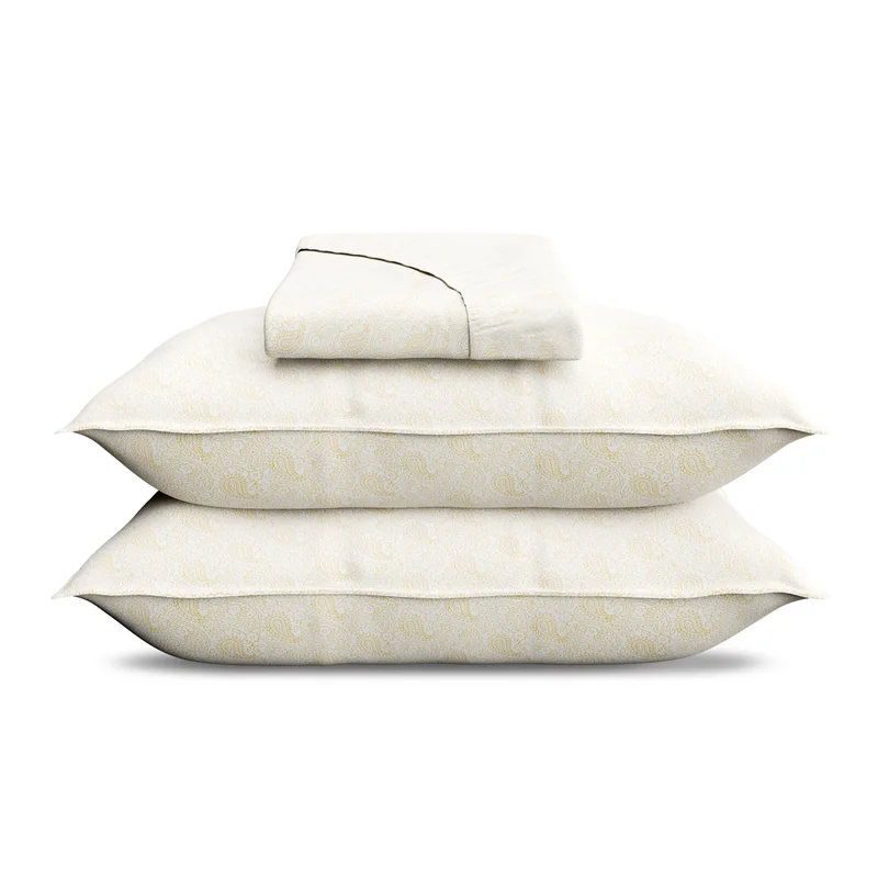 Color Sense Print 1 Fitted Sheet + 2 Pillow Cases Double Cotton Ochre 200x120cm