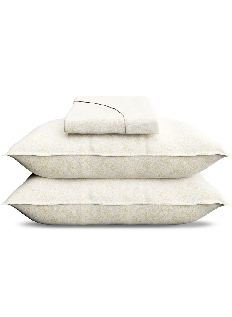 Color Sense Print 1 Fitted Sheet + 2 Pillow Cases Double Cotton Ochre 200x120cm