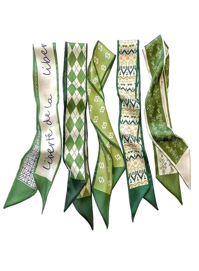 QTMY 5 Pack Purse Scarf for Bags Silk Head Scarf for Hair Handbag Women Scarfs Band Hair Neck Scarves Fashion Gifts,02 - Image 1