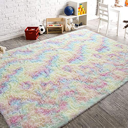 AROGAN Soft Rainbow Area Rugs for Girls Room 5x8 Feet, Fluffy Girls Bedroom Rugs, Princess Rug, Cute Colorful Carpet for Kids Teens Nursery Toddler, Pink - Image 5