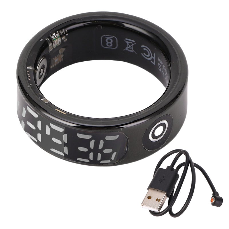 Smart Ring: Black Stainless Steel & Skin-Friendly Resin - IP68 Waterproof, HD Touchscreen & Gesture Control Health Tracker for Fitness Enthusiasts, Daily Users & Swimmers - Image 1