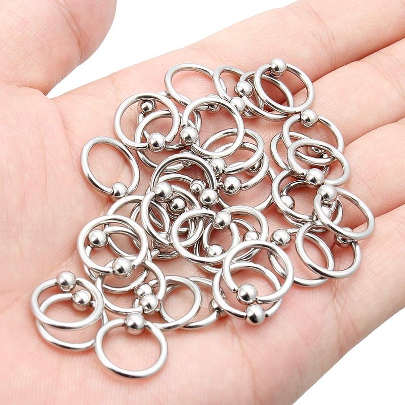 Ftovosyo 14G 36PCS Captive Bead Ring Stainless Steel Nose Nostril Septum Tragus Belly Helix Lip Eyebrow Earring Hoop Rings for Women 10mm - Image 5