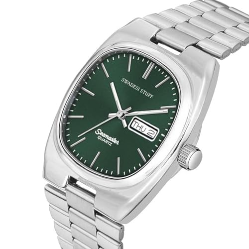 SWADESI STUFF Analog Day & Date Stainless Steel Watch for Men (Green) - Image 2