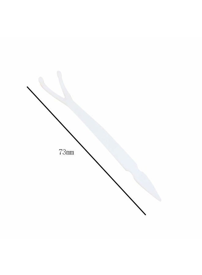 lasenersm 100 Pieces 2.87 Inch Eyelids Tape Forks Double Eyelid Tape Forks Plastic Double Eyelid Soft Stick Eyelid Sticker Tape Aid Paste Y Clip Fork Rods Eyelid Makeup Accessories, White - Image 2