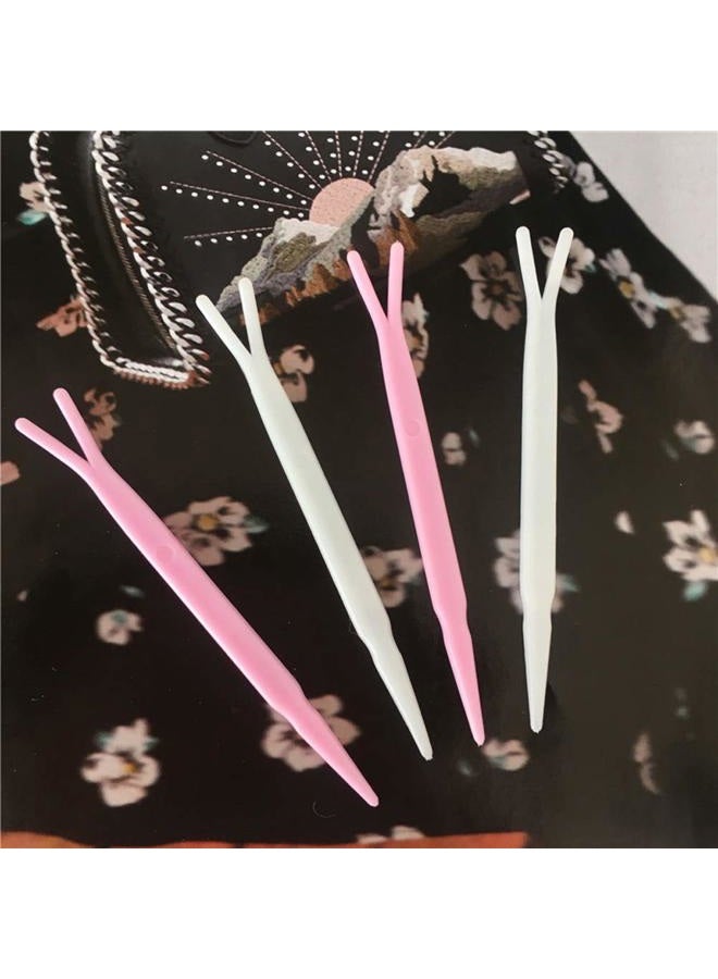 lasenersm 100 Pieces 2.87 Inch Eyelids Tape Forks Double Eyelid Tape Forks Plastic Double Eyelid Soft Stick Eyelid Sticker Tape Aid Paste Y Clip Fork Rods Eyelid Makeup Accessories, White - Image 4