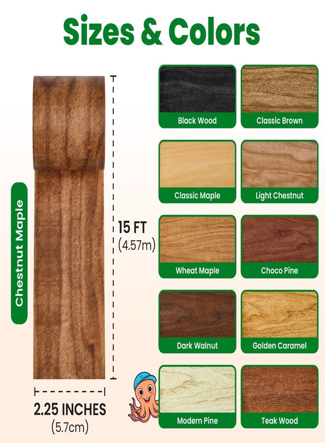 ECOHomes Wood Grain Repair Tape - Self Adhesive Brown Wood Colored Tape for Furniture Repair | Peel & Stick Veneer Strips Trim, Woodgrain Duct Tape for Furniture, Vinyl Floor, Door Patch Kit (Chestnut Maple) - Image 5
