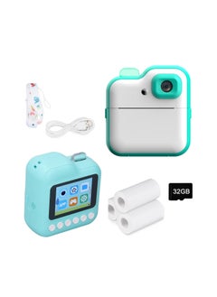 DIGI CORE Digital Camera For Kids 48MP Kids Camera With 32GB SD Card Full HD 1080P Cameras Mini Kids Camera With Instant Print Thermal Printer With 3 Thermal Rolls 2.4Inch Eye Protect Screen Camera Green  - Image 1