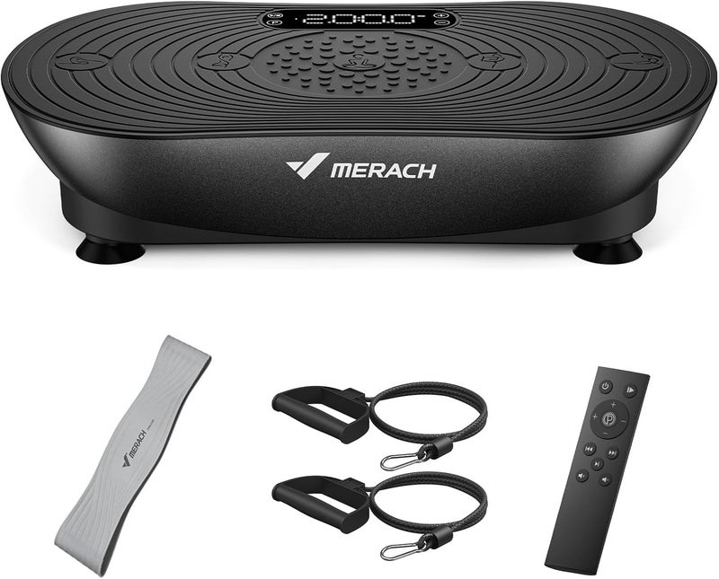 Merach Vibration Plate Exercise Machine, Vibrating Plate for Lymphatic Drainage Muscle Activation, Exercise Equipment with with LED Touch Screen Bluetooth Pull Cord - Image 1