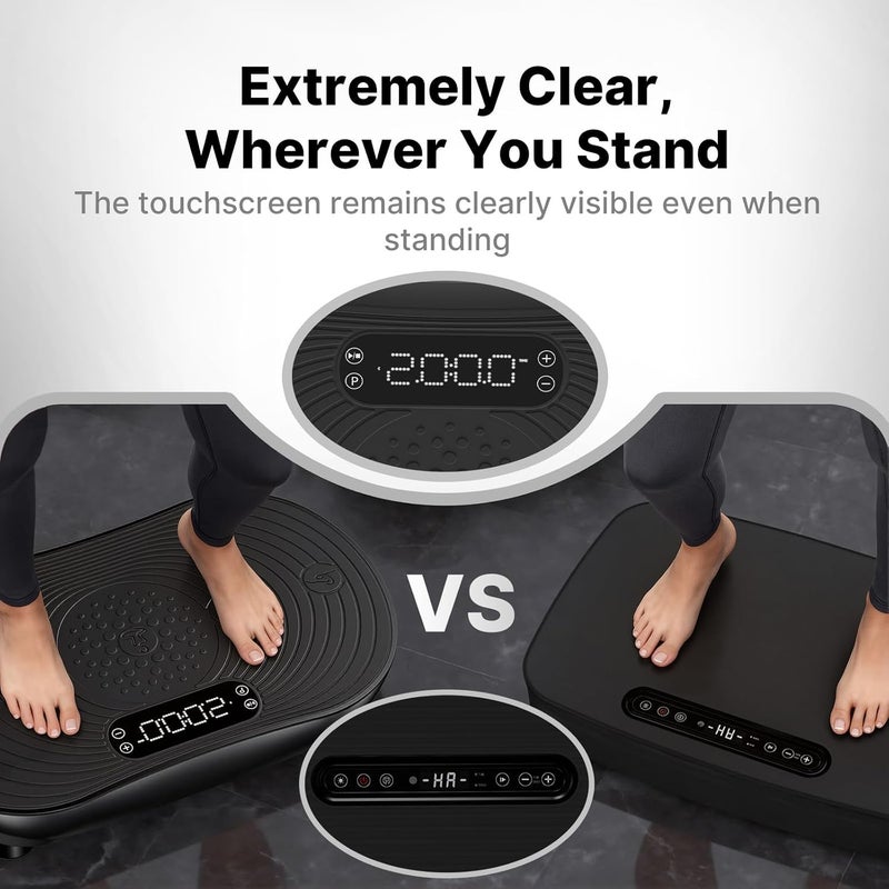 Merach Vibration Plate Exercise Machine, Vibrating Plate for Lymphatic Drainage Muscle Activation, Exercise Equipment with with LED Touch Screen Bluetooth Pull Cord - Image 3