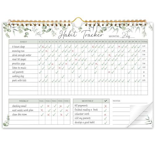 PIOOJK Habit Tracker Calendar12 Months Undated Daily Weekly Goal and Habit Tracker Journal Planner with Spiral Binding Boost Productivity Tool and Workout Calendar 11785 - Image 1