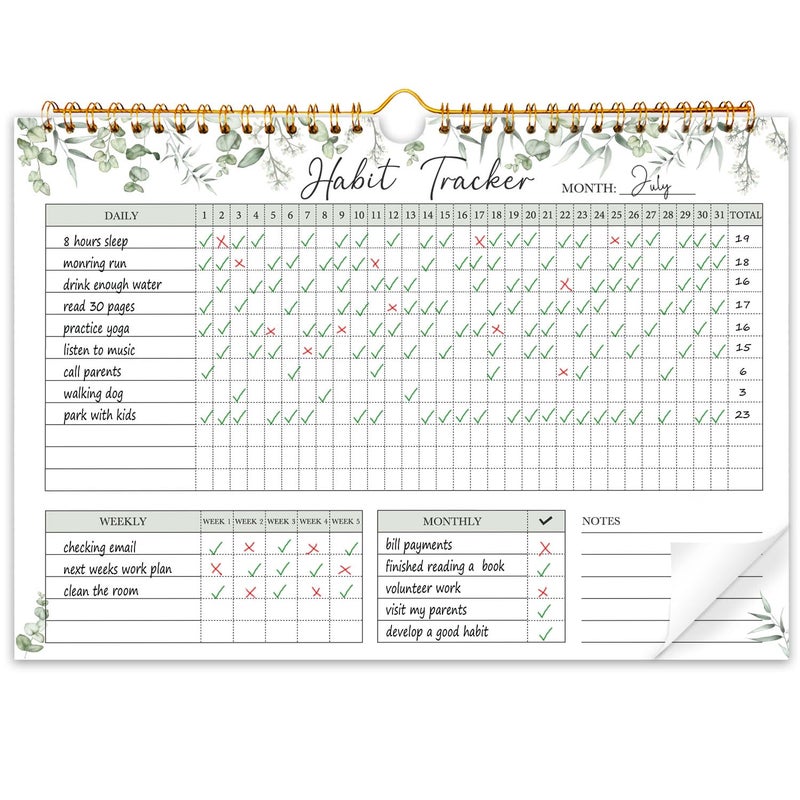 PIOOJK Habit Tracker Calendar12 Months Undated Daily Weekly Goal and Habit Tracker Journal Planner with Spiral Binding Boost Productivity Tool and Workout Calendar 11785 - Image 2