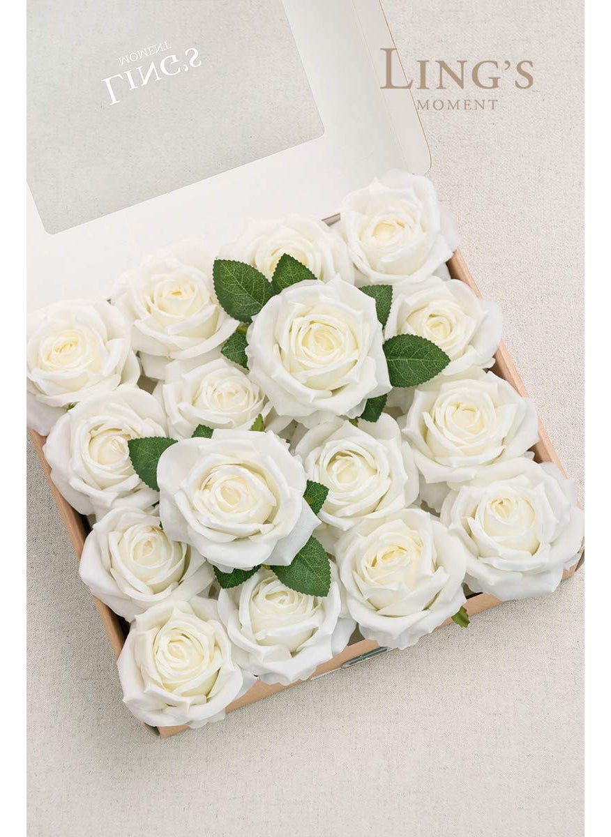 Ling's moment Ling's Moment Artificial Flowers 16pcs Ivory Silk Roses with Stems  3.5"" Fake Vendela Roses Bulk for DIY Wedding Bouquets Centerpieces Party Baby Shower Home Decoration  - Image 4